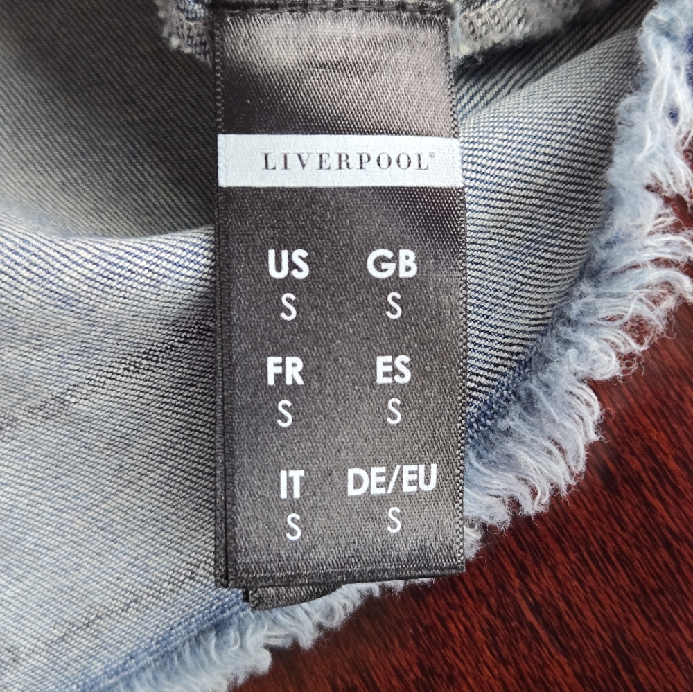 Liverpool Embroidered Raw Hem Denim Jacket - Melbourne Light - Size S - Picture 9 of 12